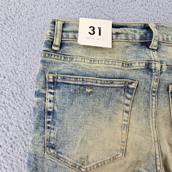 mnml Jeans Mens 31 Blue X146 Stretch Denim Distressed Slim Fit - Picture 15 of 16